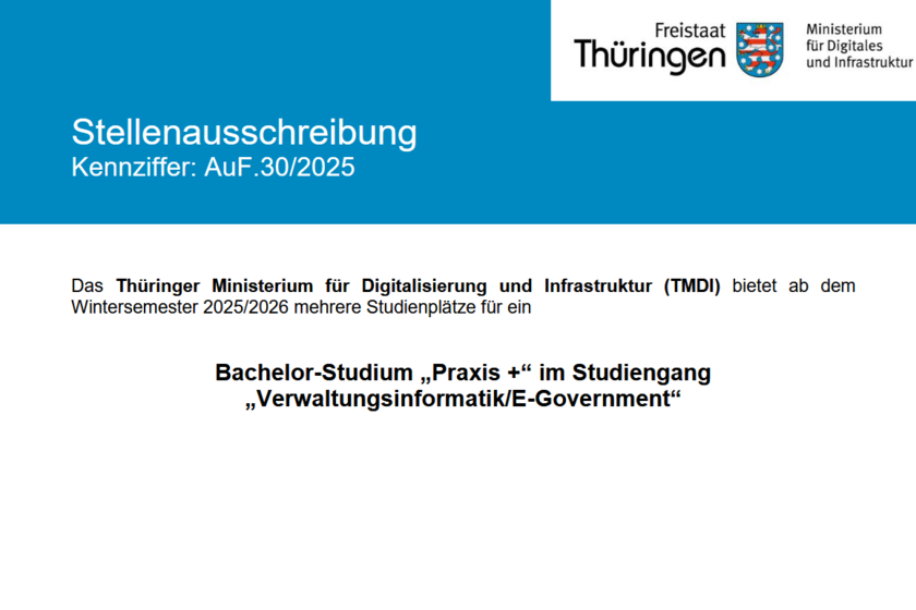 Stellenausschreibung Bachelor-Studium „Praxis +“ im Studiengang „Verwaltungsinformatik/E-Government“ Stellenausschreibung Bachelor-Studium „Praxis +“ im Studiengang „Verwaltungsinformatik/E-Government“