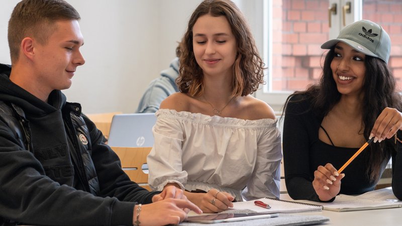 Drei Studierende der Fakuktät Wirtschaftswissenschaften beim gemeinsamen Lernen