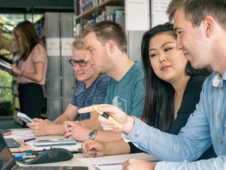 Students in the library