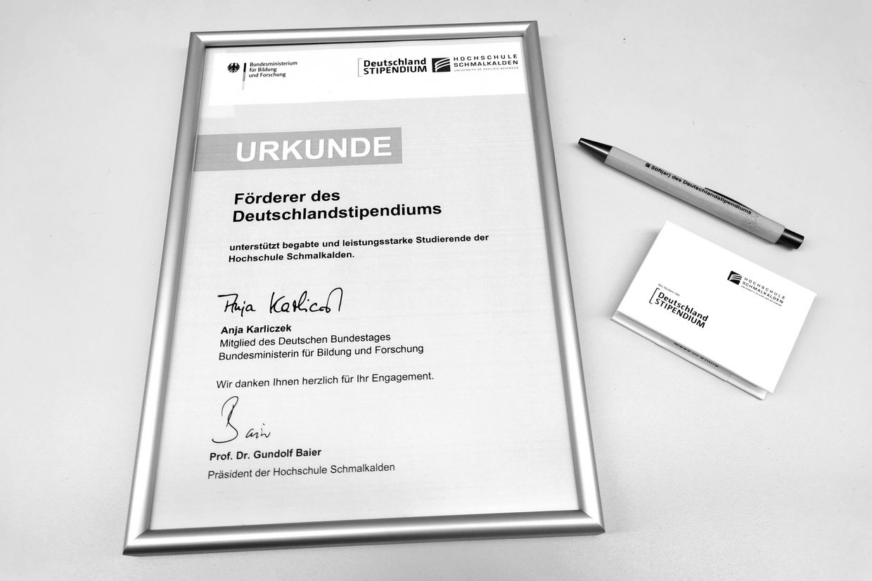 Urkunde für Förderer des Deutschlandstipendiums