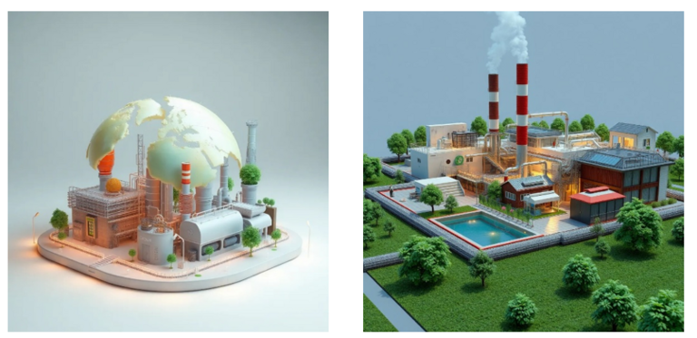 Symbolbild nachhaltiges Wirtschaften, grüne Fabriken 