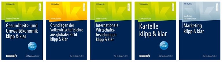 Titelbilder von fünf Büchern