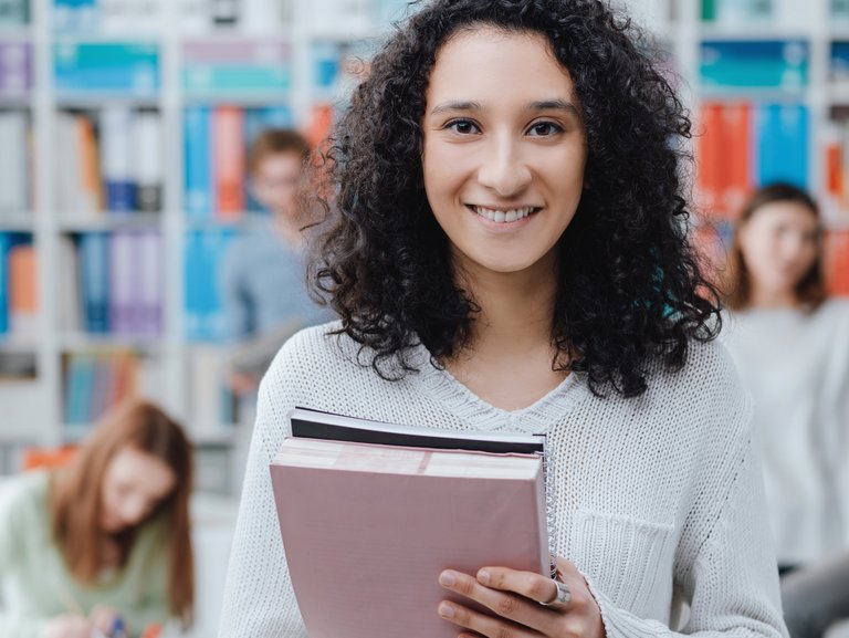 Young women with book