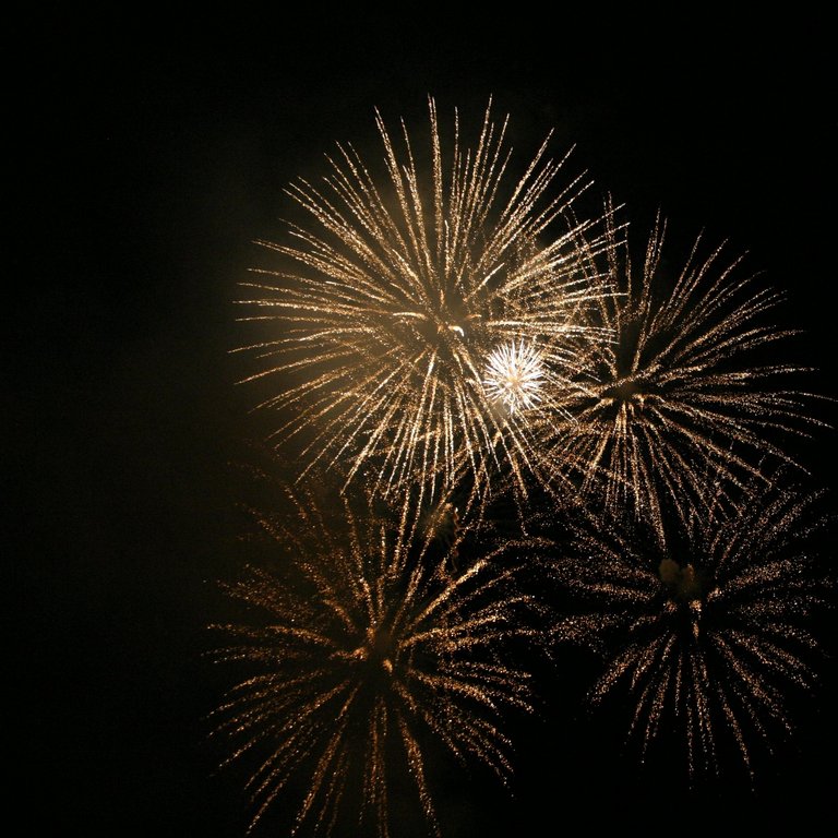 Feuerwerkskörper explodieren am Himmel