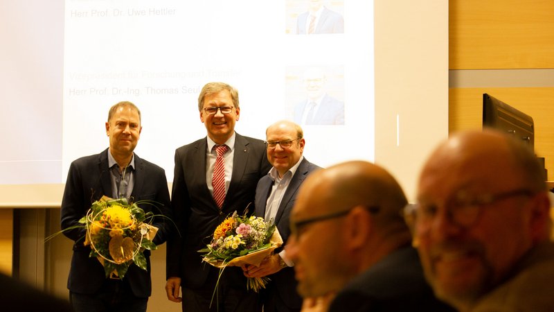 Prof. Dr. Uwe Hettler, Prof. Dr. Gundolf Baier und Prof. Dr. Thomas Seul (v.l.)