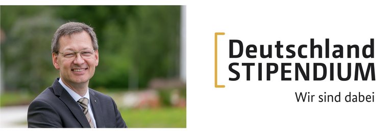 Präsident der Hochschule Schmalkalden und das Logo Deutschlandstipendium Präsident der Hochschule Schmalkalden und das Logo Deutschlandstipendium