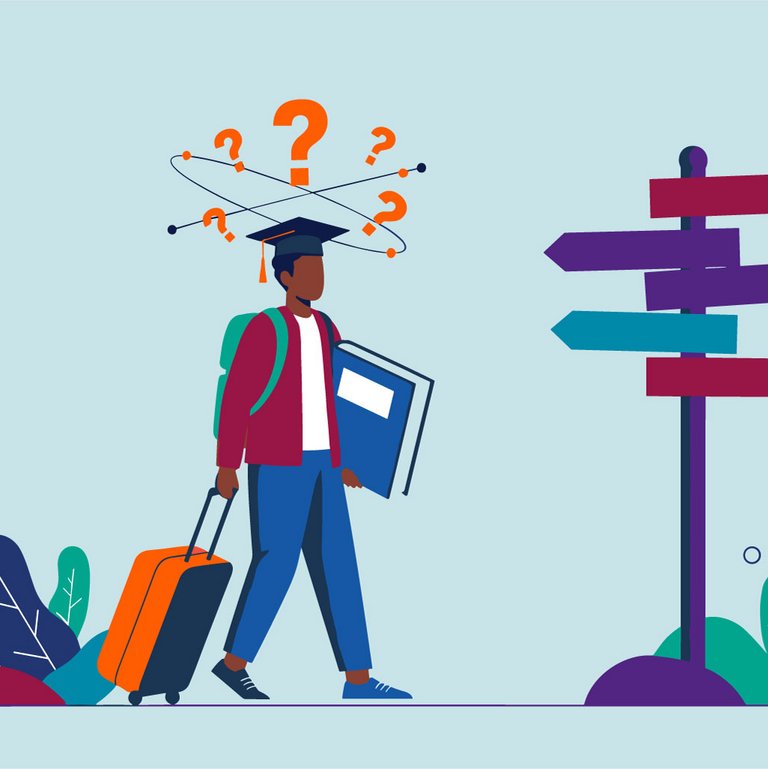 Illustration eines Menschen mit Fragezeichen auf dem Kopf