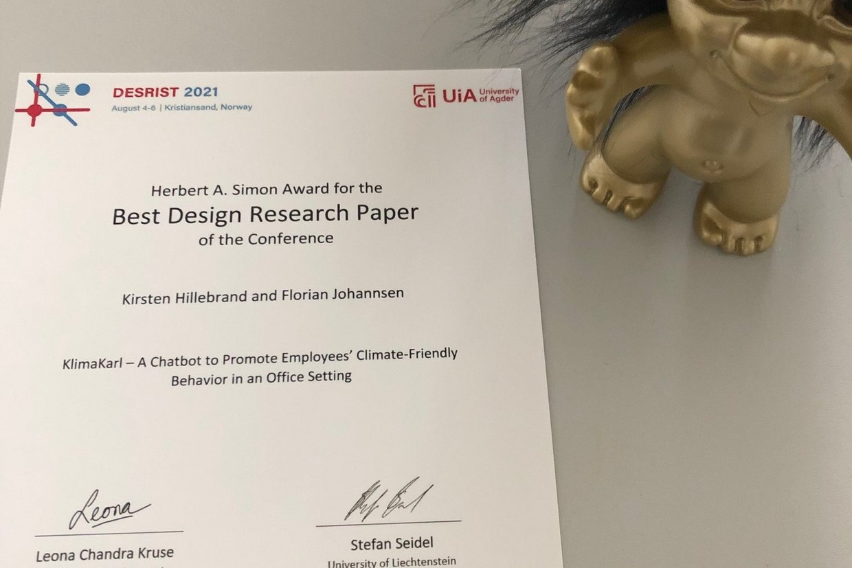 Urkunde zum Best Paper Award