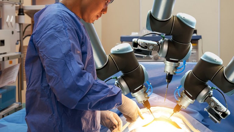 Operation eines Menschen mit einem Roboter