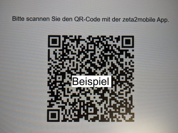 Foto: QR-Code auf dem Scannerbildschirm