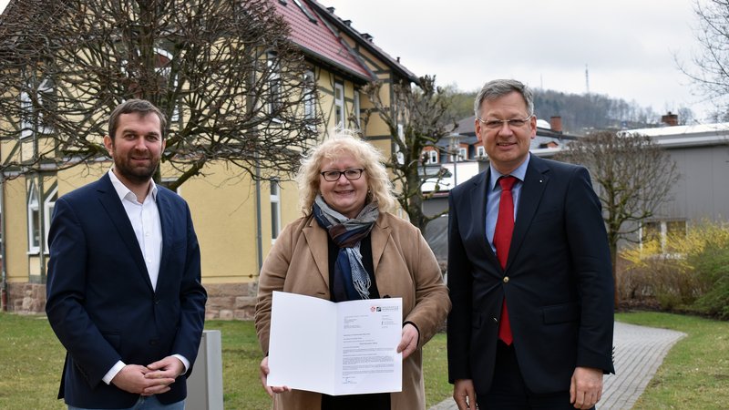 Kanzler Dr. Wolfgang Ramsteck, Prof. Dr. Regina Polster und Hochschulpräsident Prof. Dr. Gundolf Baier (v.l.)