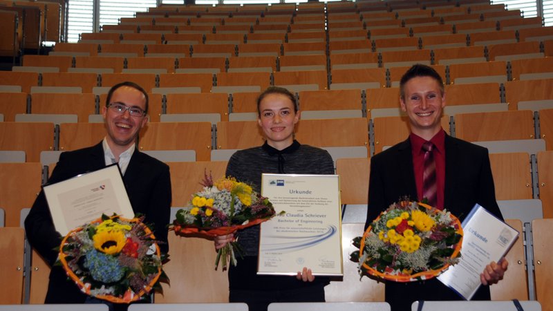 Förderpreisträger Lukas Wehling, Claudia Schriever und Martin Hauer