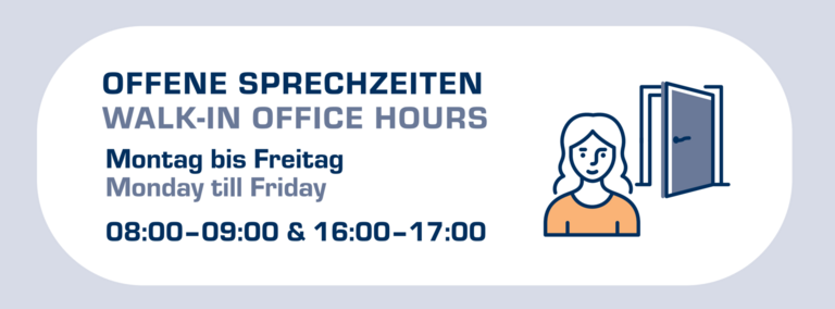 Sprechzeiten - Text im Bild - Montag bis Freitag -08:00 Uhr bis 09:00 Uhr sowie 16:00 Uhr bis 17:00 Uhr Sprechzeiten - Text im Bild - Montag bis Freitag -08:00 Uhr bis 09:00 Uhr sowie 16:00 Uhr bis 17:00 Uhr