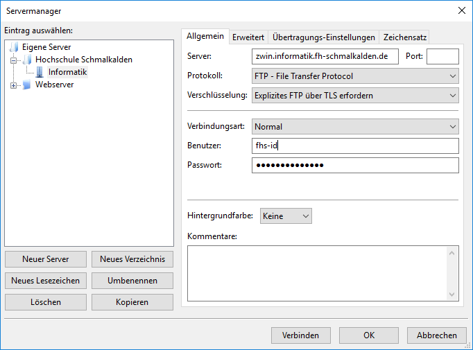 Bedienoberfläche und Einstellungen FileZilla