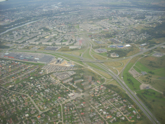 Blick aus Flugzeug, Anflug nach Litauen