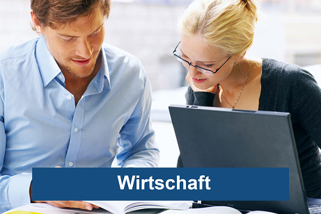 Wirtschaft - Mann und Frau vor einem Computer