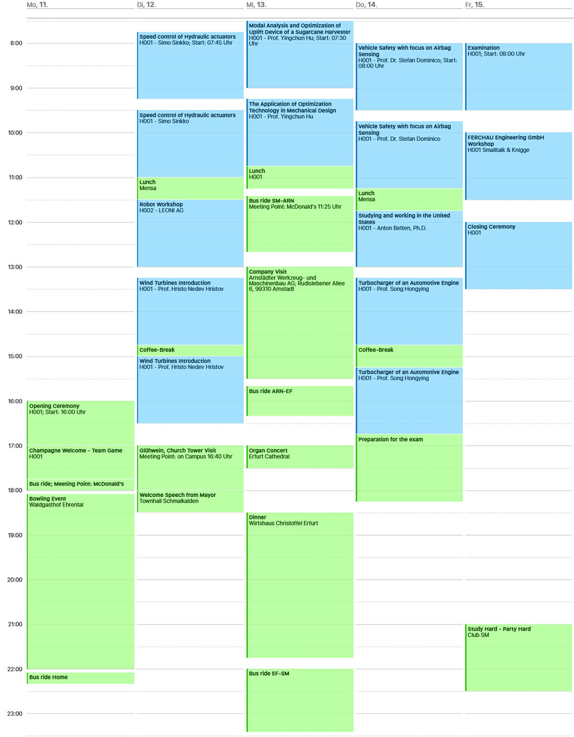 Schedule IEW 2017 Group Green