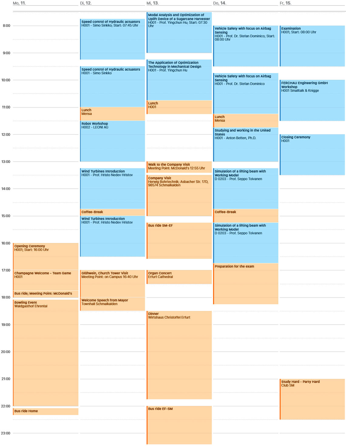 Schedule IEW 2017 Group Orange