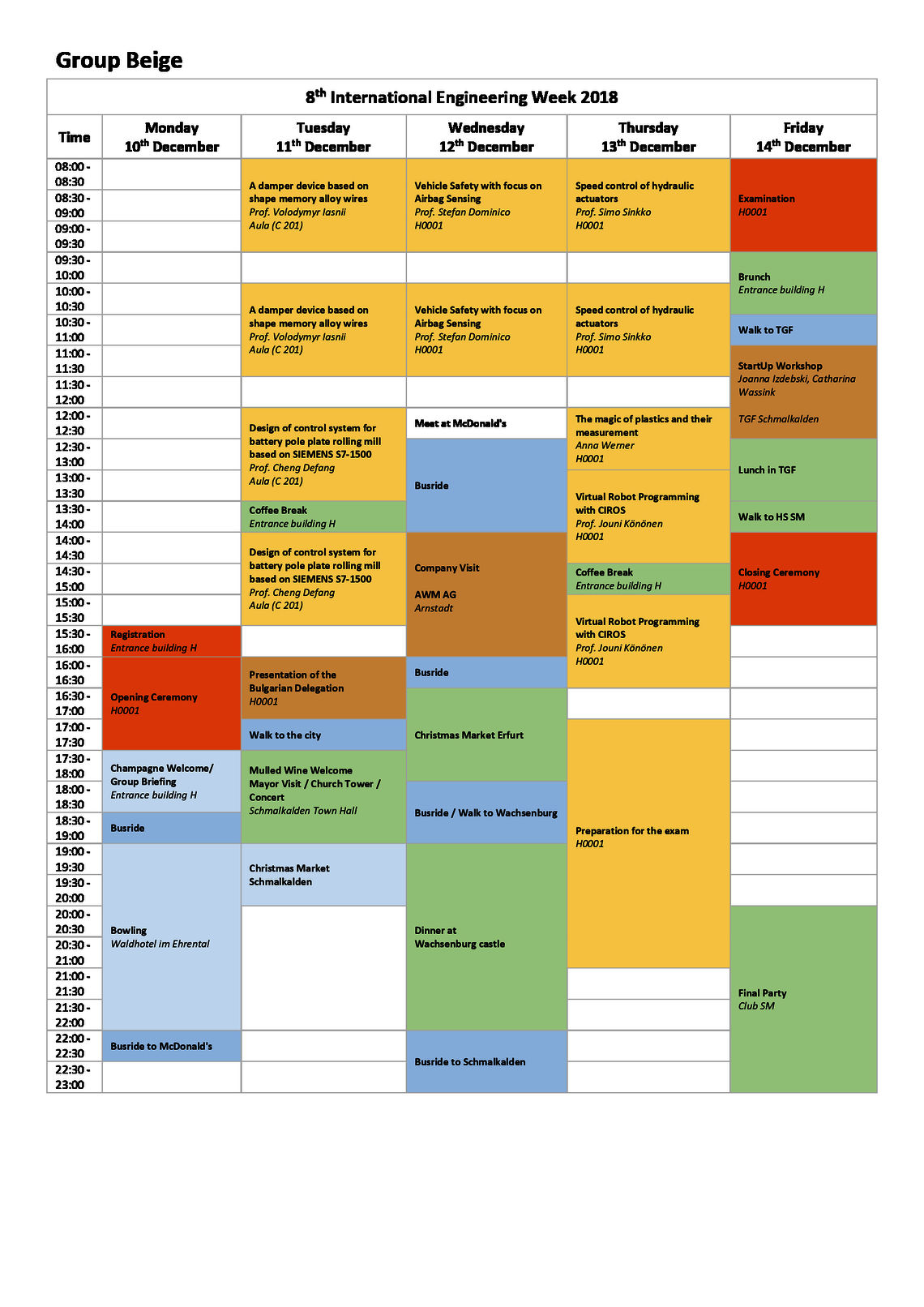 Schedule Beige IEW 2018