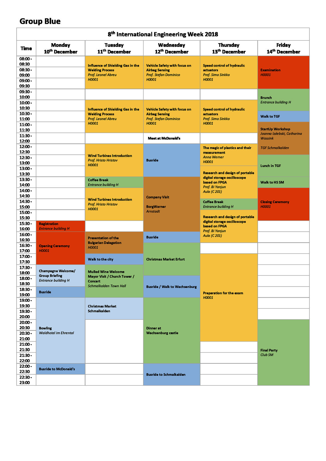 Schedule Blue IEW 2018