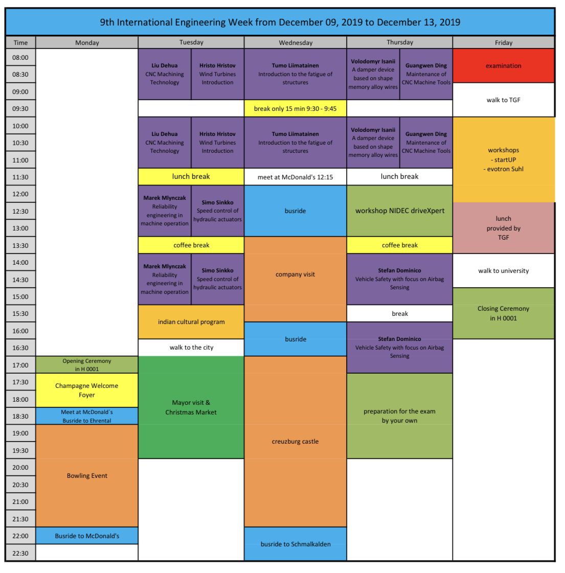 Schedule IEW 2019