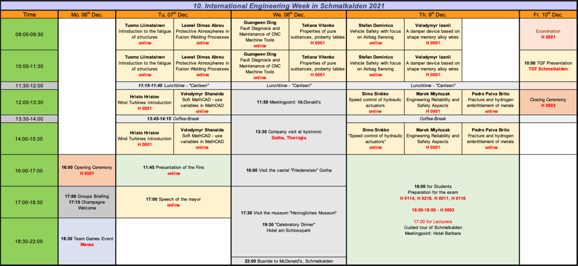Schedule IEW 2021